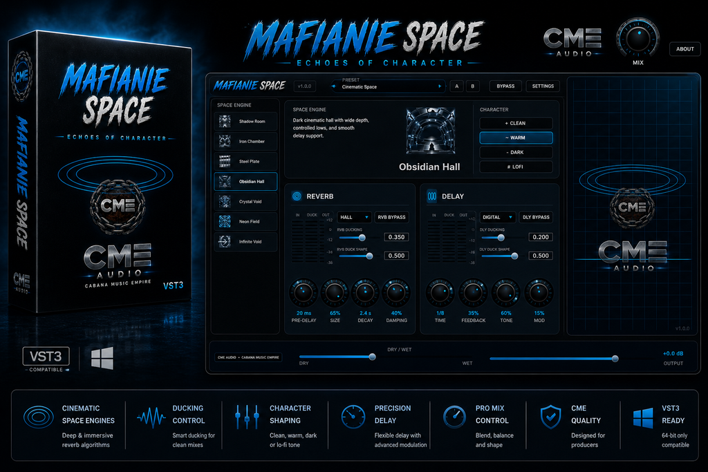 Mafianie Space Cinematic Reverb & Delay Plugin (VST3) Echoes of Character